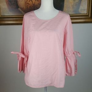 J Crew pink bell sleeve top XL
